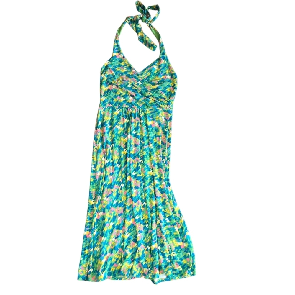 Boden St. Lucia Vibrant Dot Halter Dress Sz 8L Beach Summer Casual Picnic Party